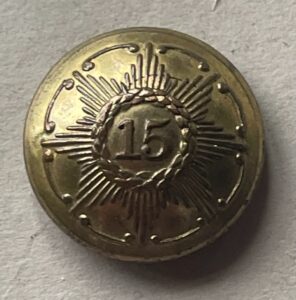 15th Regt of Foot, East Yorkshire Regiment, officer's gilt coatee button 20mm ,