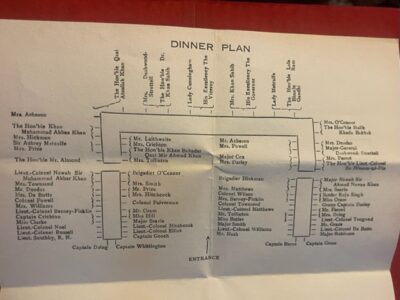 PESHAWAR, Viceroy's visit in 1948, a dinner plan