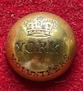 YORK VOLUNTEERS, An officer's gilt button, 1790s, with provenance