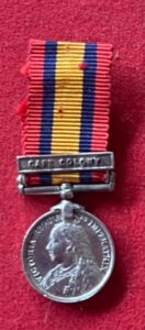 Queen's South Africa. A good, old miniature medal with one clasp