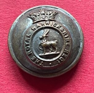 Royal Warwickshire Regiment, Volunteer offcier's 25mm button in silver plate